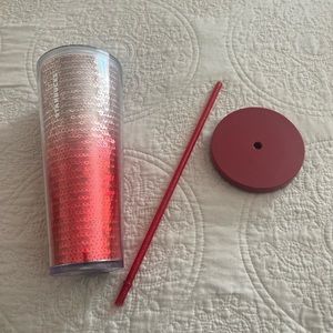 Starbucks Tumbler 24oz red silver sequin